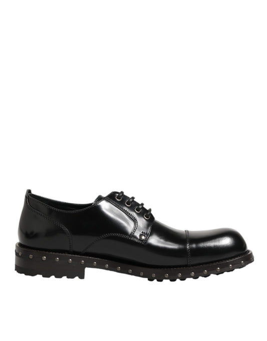 Dolce & Gabbana Schwarzes Leder beschlagene Männer formelle Derby Schuhe