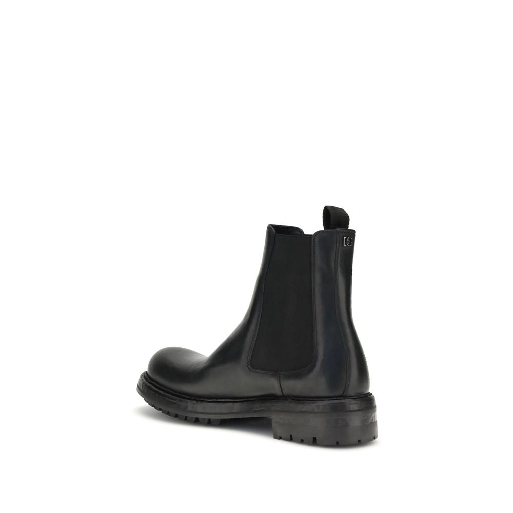 Dolce & Gabbana Schwarze Kalbshaut-Stiefeletten im Chelsea-Stil aus Bos Taurus-Leder