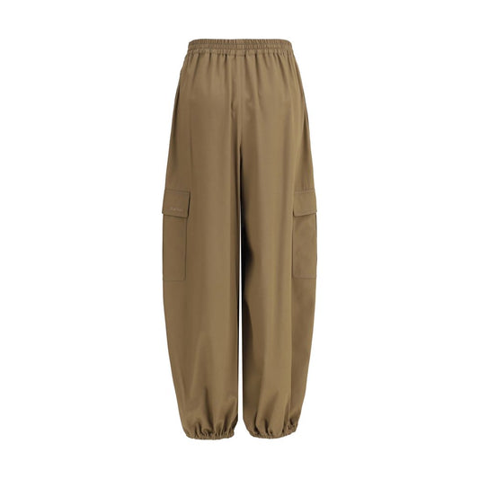 Max Mara Beigefarbene Baumwoll-Cargo-Hose