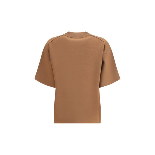 Max Mara Braunes Polyester-T-Shirt