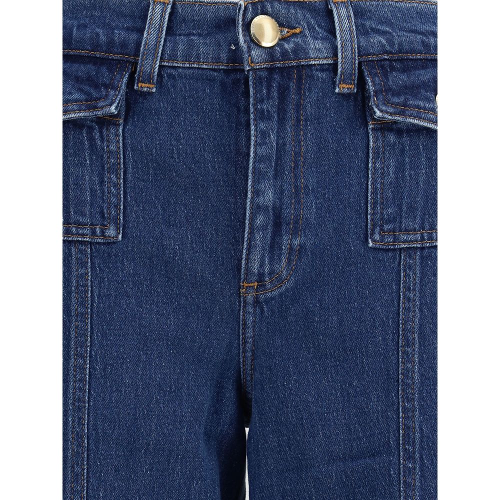 7FOR Hochtaillierte Jeans aus Baumwolle in Blau