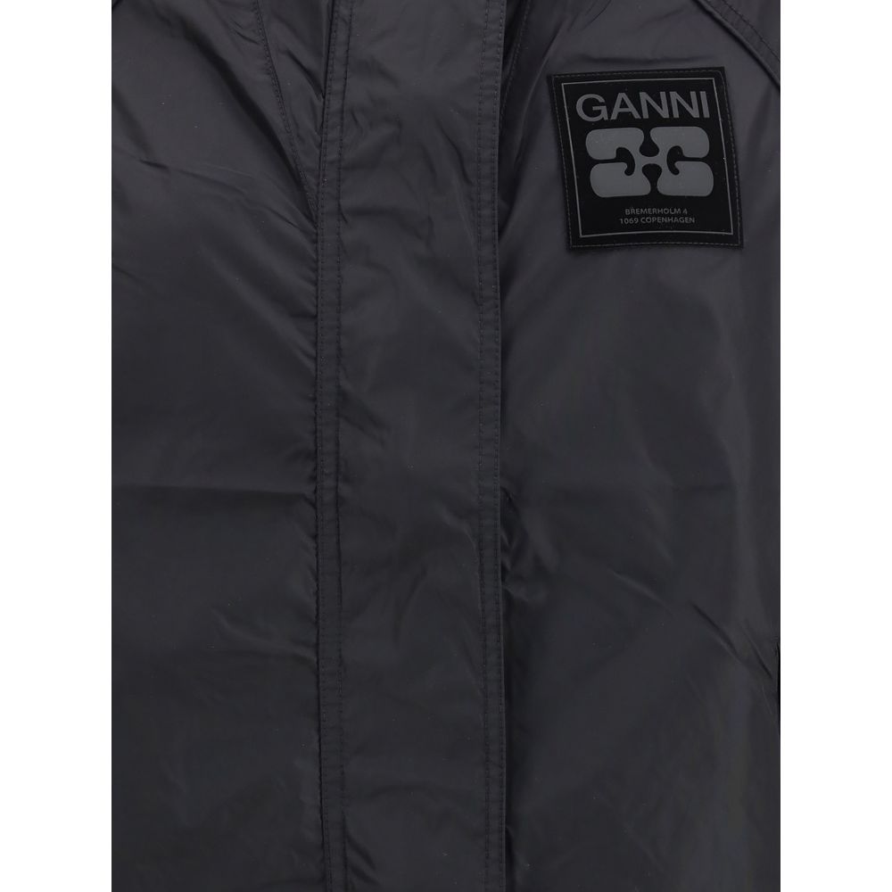 Ganni Schwarze Nylon-Jacke
