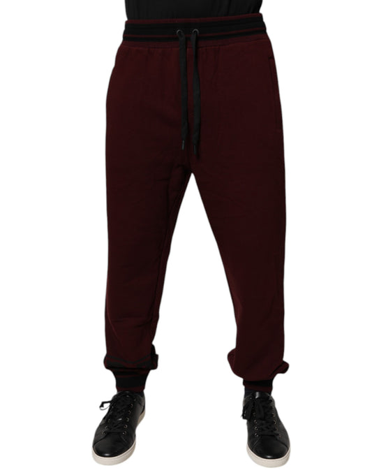 Dolce & Gabbana Maroon Baumwolle Männer Jogger Sweatpants Hosen