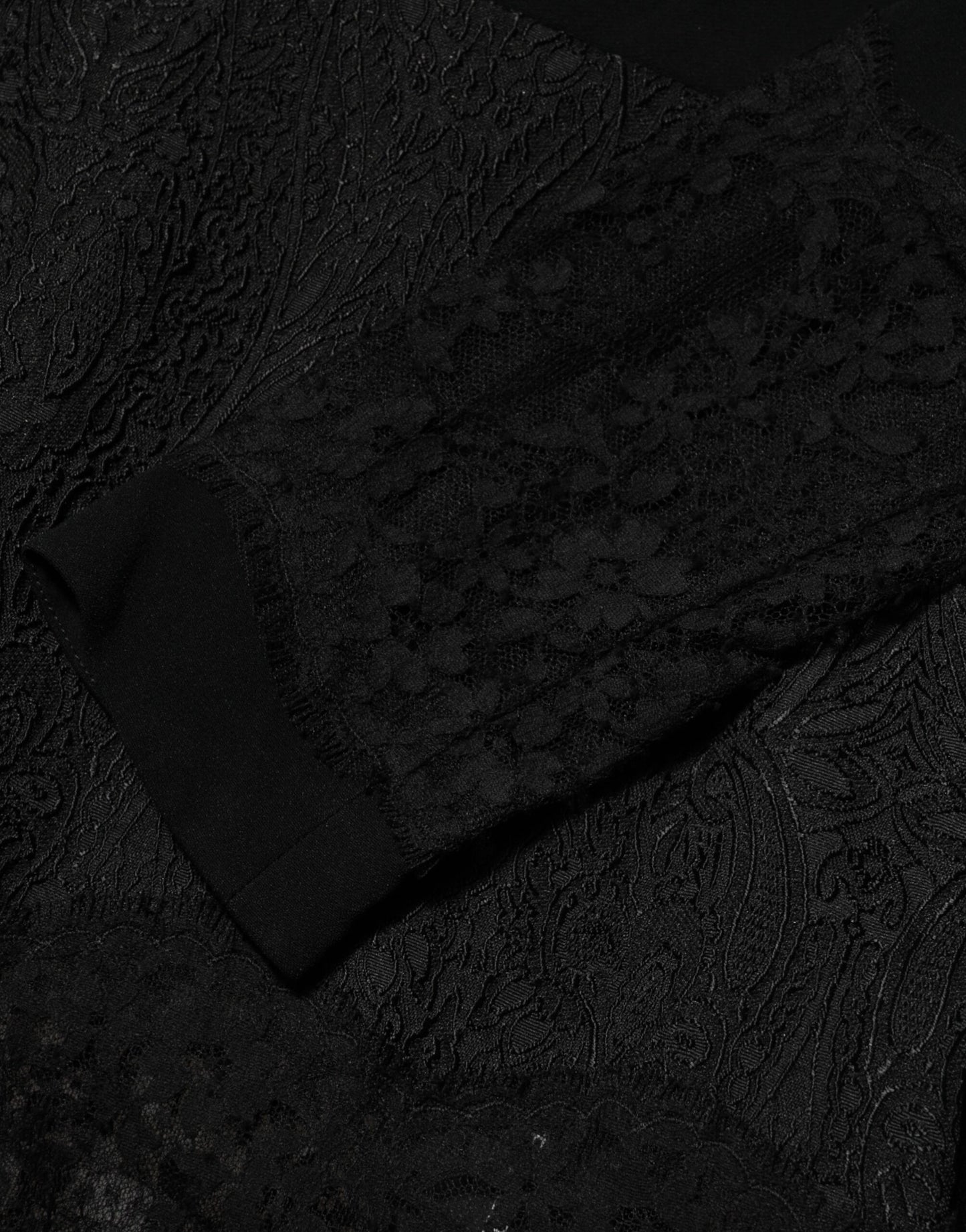 Dolce & Gabbana Schwarzes geblümtes Kleid mit Spitzenbesatz in A-Linie