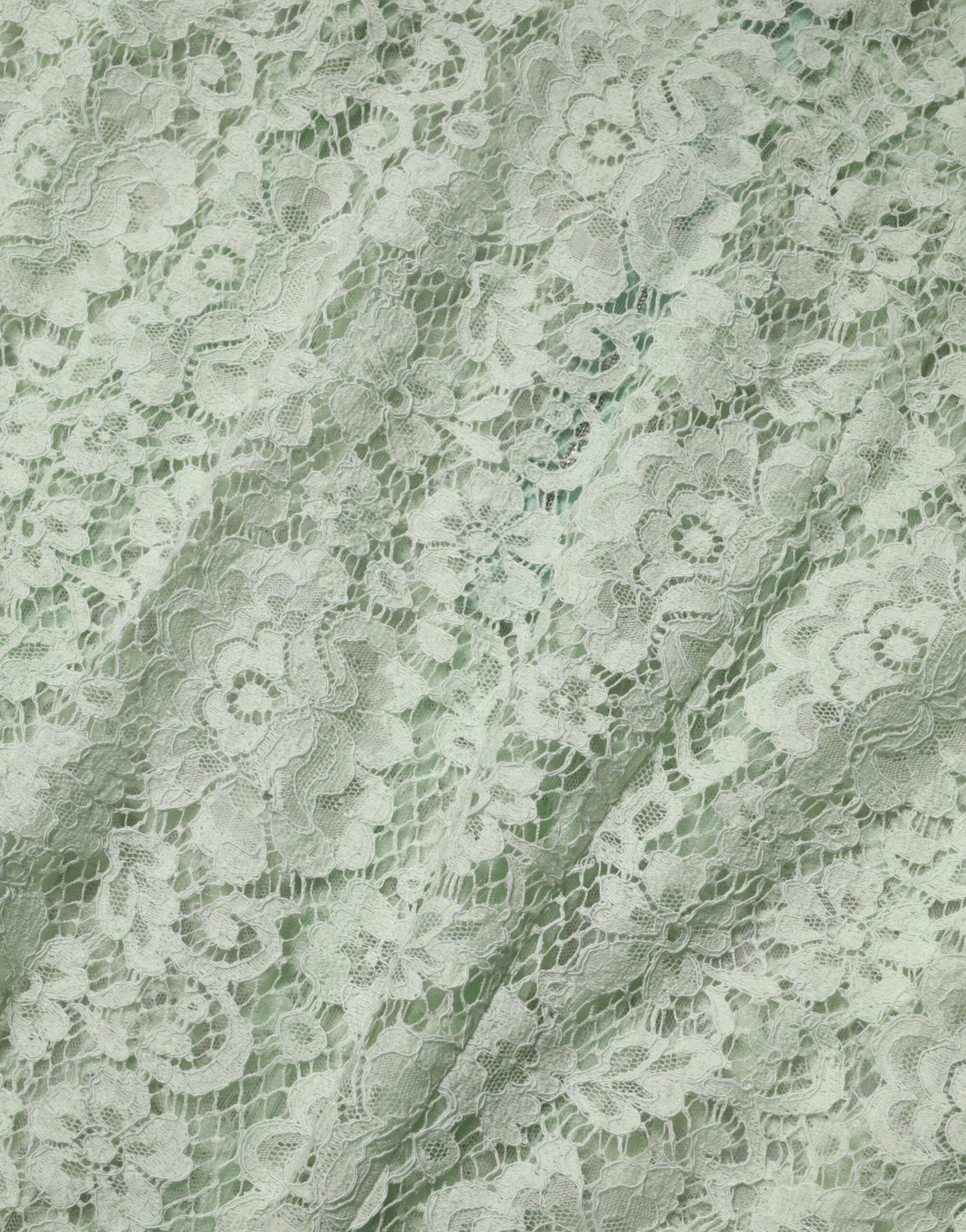 Dolce & Gabbana Mintgrünes Midikleid mit Blumenmuster und Spitzenbesatz