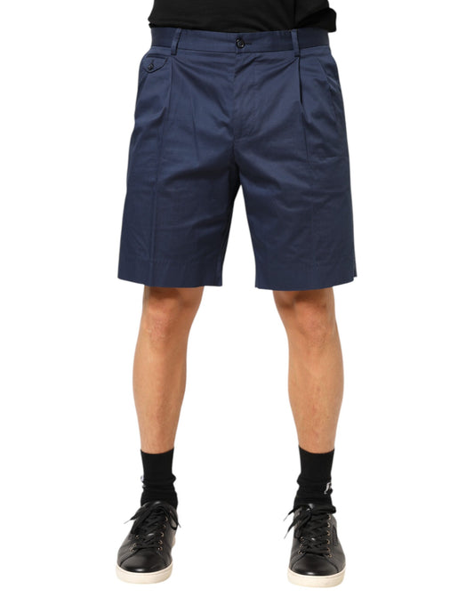 Dolce & Gabbana Blaue Bermuda-Shorts aus Baumwolle mit mittlerer Taille