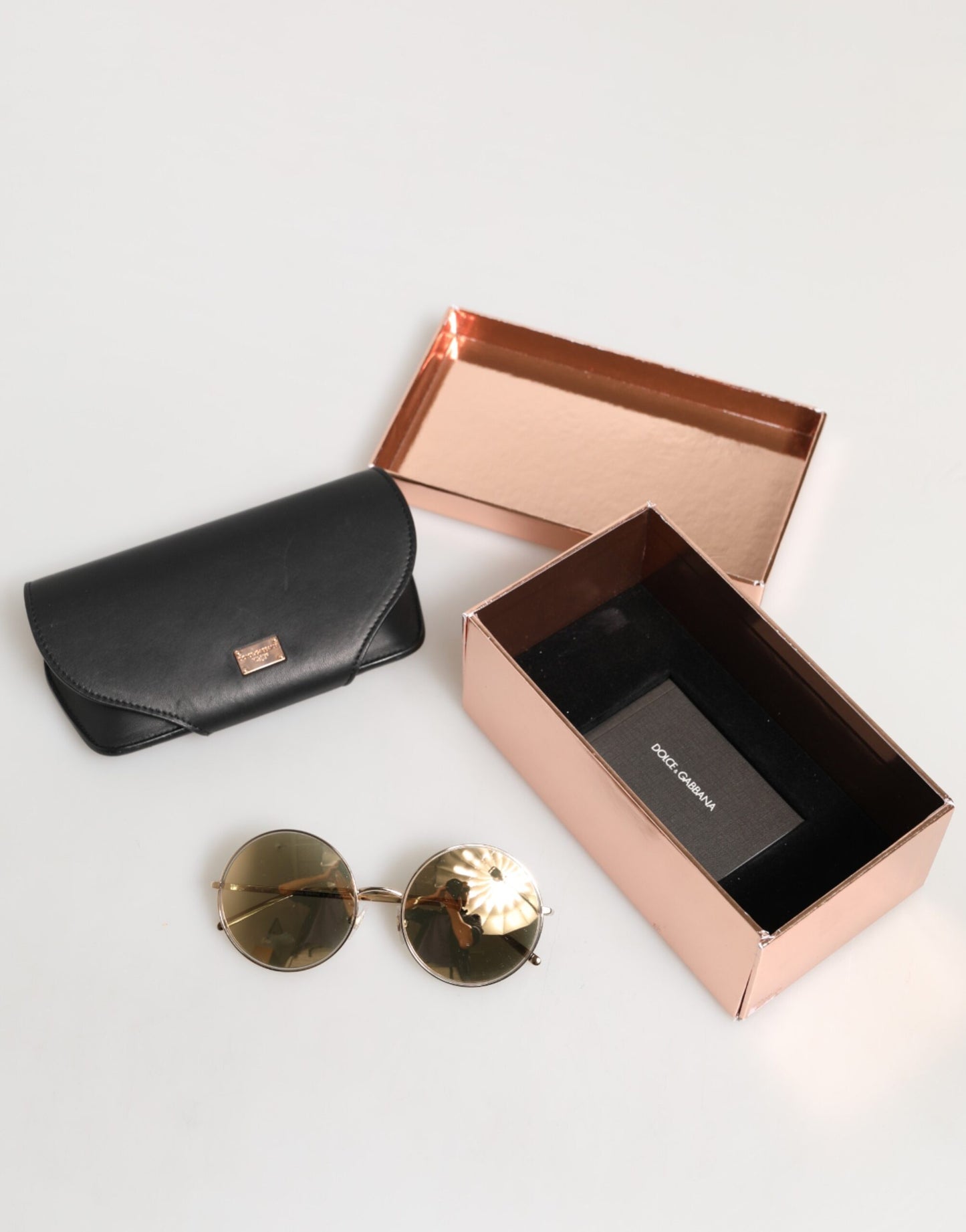 Dolce & Gabbana Goldene Metall-Sonnenbrille im Rundstil