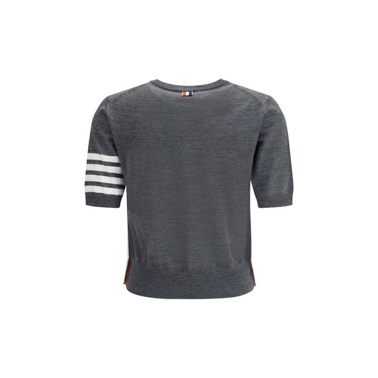 Thom Browne Graues Fleece-Woll-T-Shirt