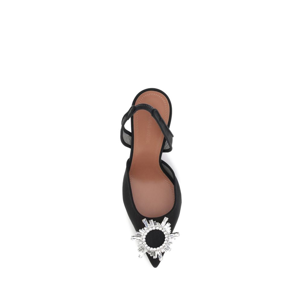 Amina Muaddi Schwarze Polyester-Pumps