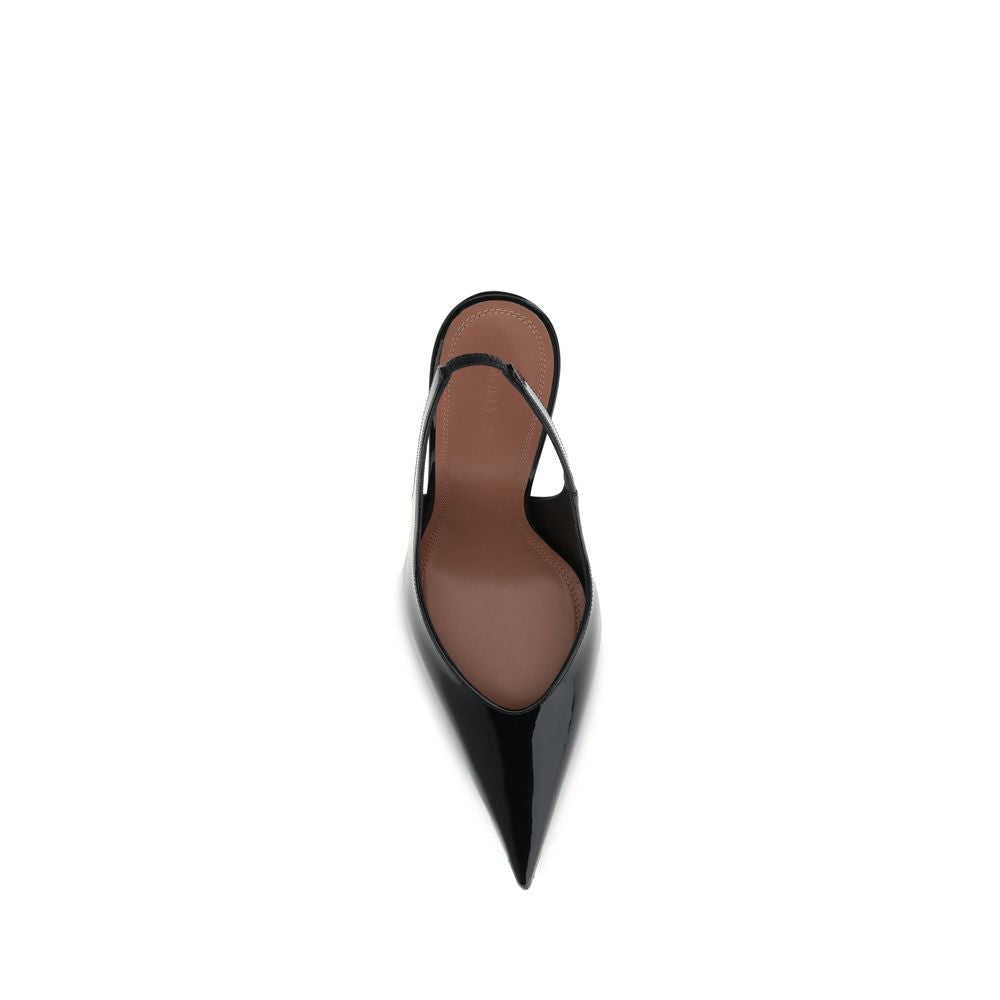 Amina Muaddi Schwarze Leder-Pumps