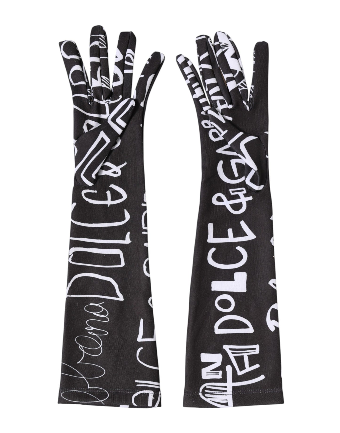 Dolce & Gabbana Schwarze und Weiße DG-Logo-Ellbogenhandschuhe