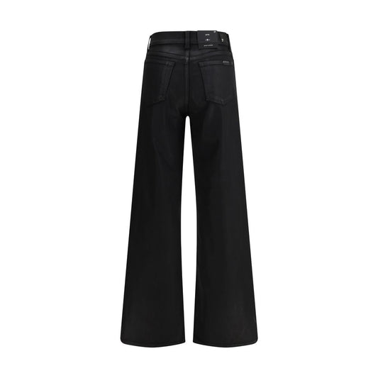 7FOR Schwarze Baumwoll-Jeans mit ausgestelltem Bein