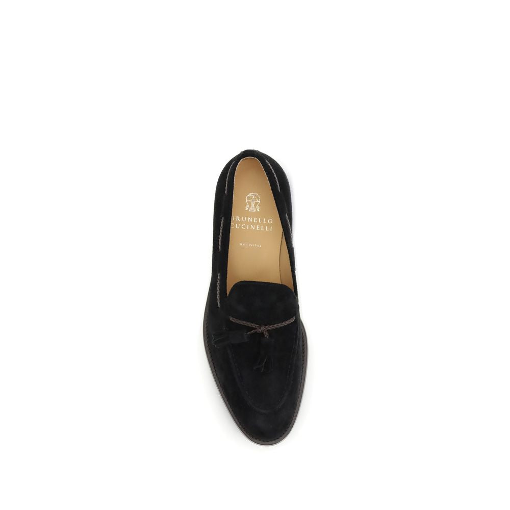 Brunello Cucinelli Schwarze Loafer aus Kalbsleder Bos Taurus