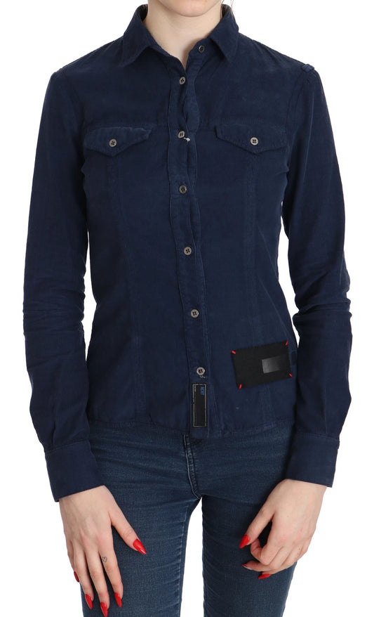 Acht Baumwoll-Cordhemd mit langen Ärmeln