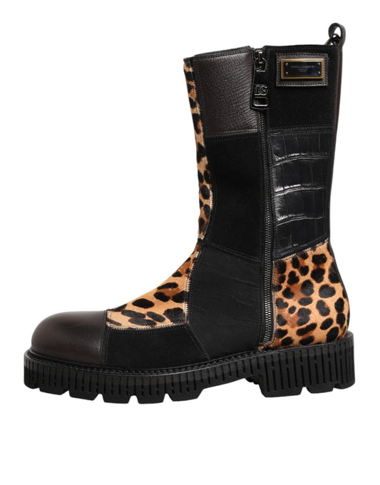 Dolce & Gabbana Mittelhohe Stiefel mit Leopardenmuster