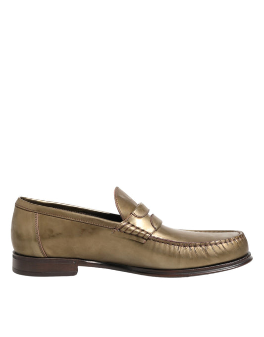 Dolce & Gabbana Goldene Leder-Loafer für Herren