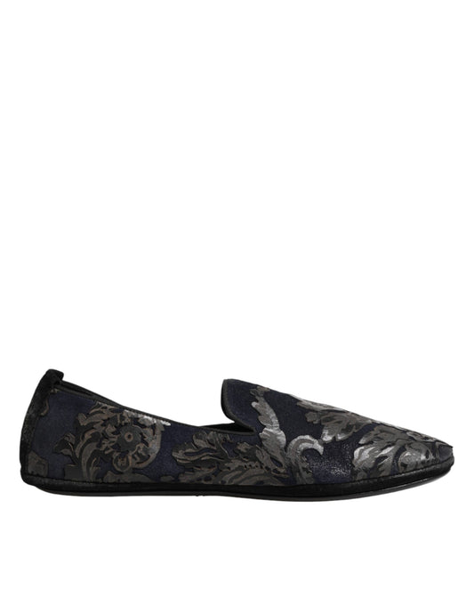 Dolce & Gabbana Schwarze Jacquard-Leder-Slipper