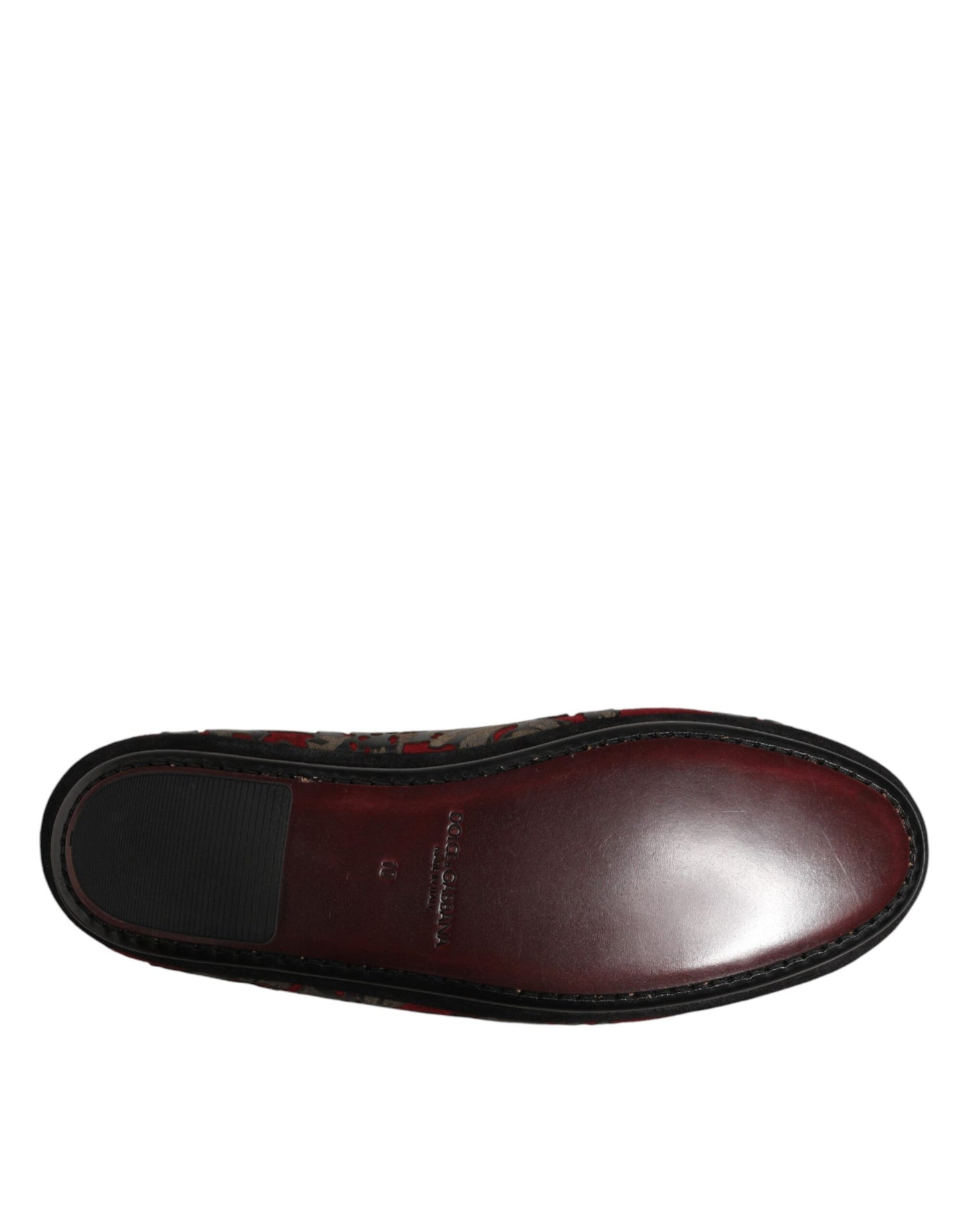 Dolce & Gabbana Bordeaux Jacquard Leder-Loafer zum Hineinschlüpfen