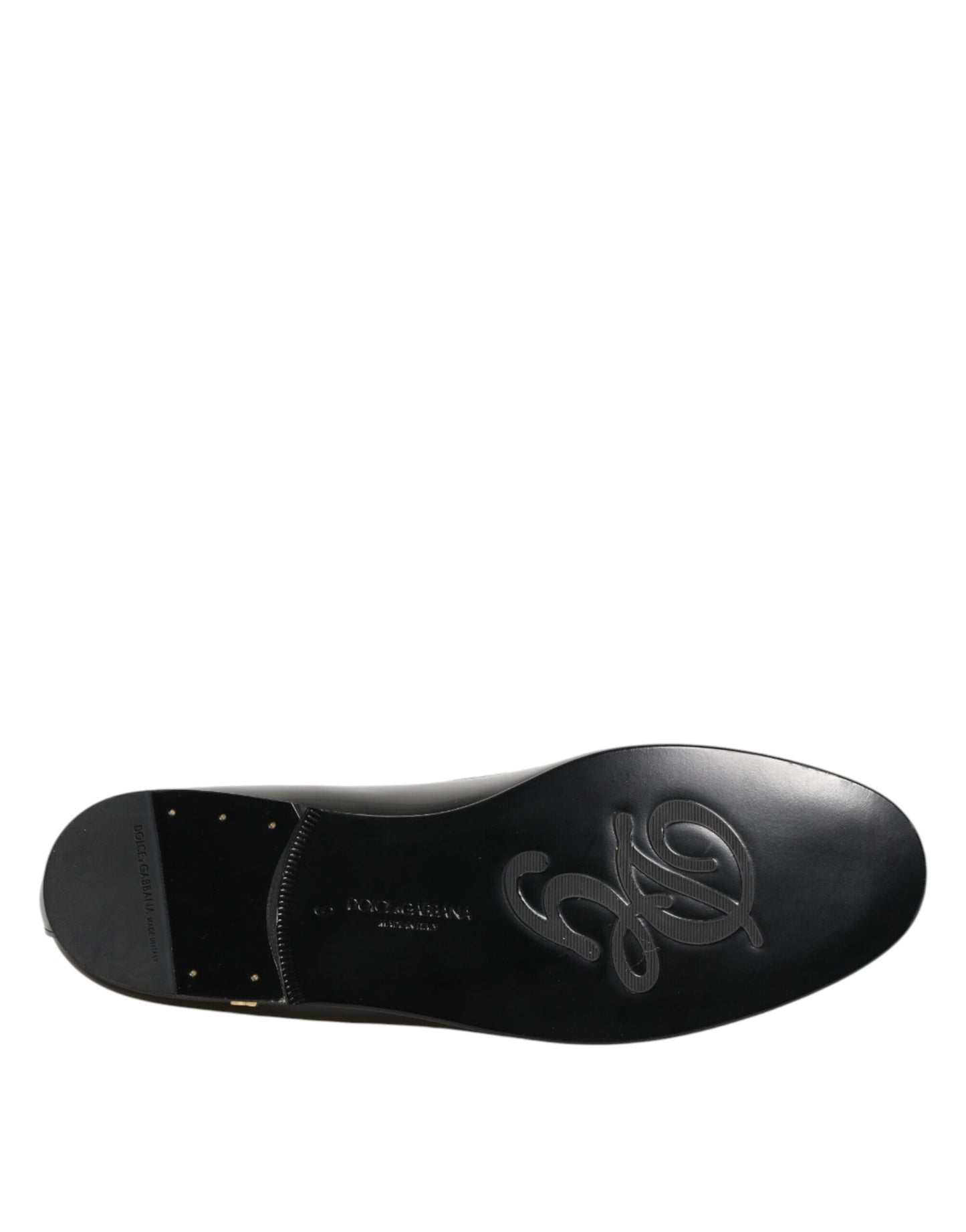 Dolce & Gabbana Schwarze Leder-Loafer mit goldener Krone für Herren