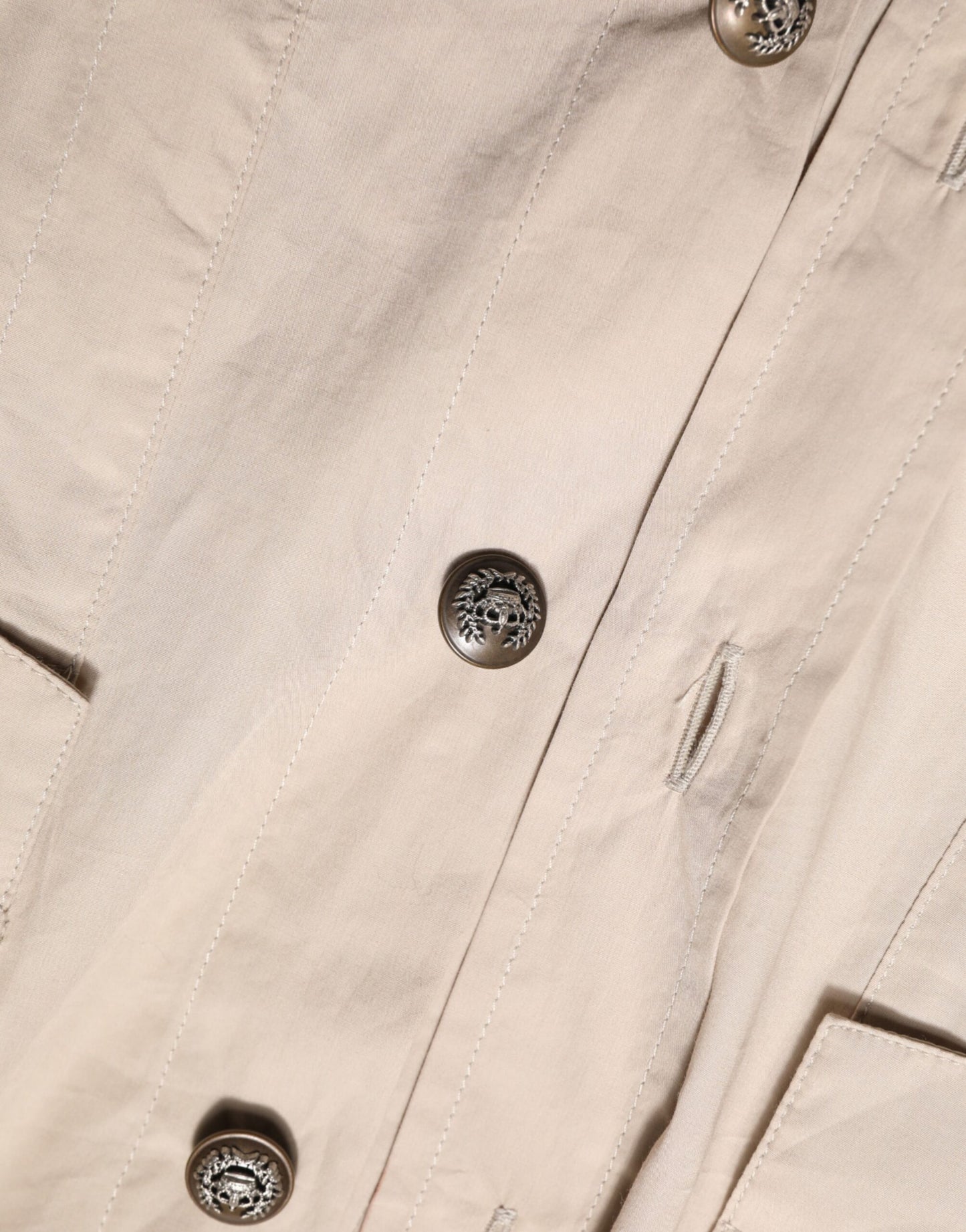 Dolce & Gabbana Beigefarbenes Langarm-Baumwollhemd mit Kragen