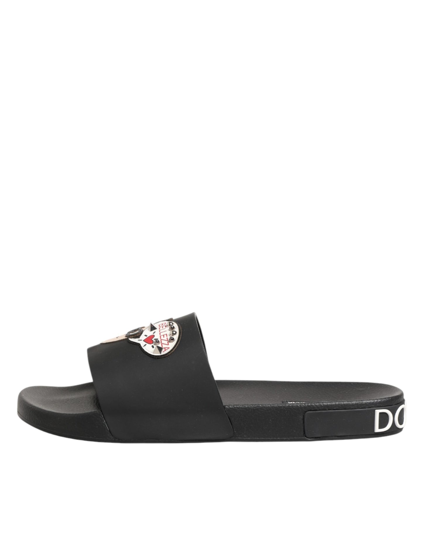 Dolce & Gabbana Schwarze Ledersandalen mit Logo