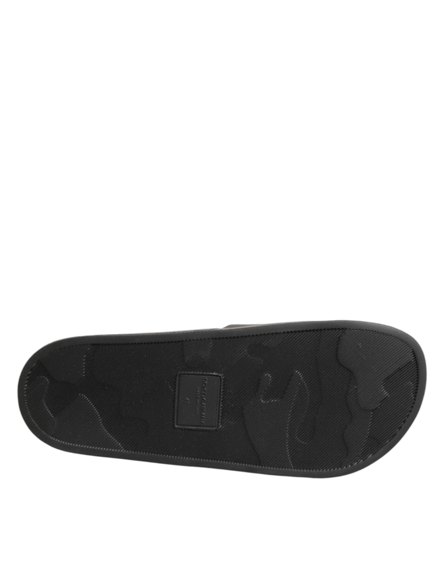 Dolce & Gabbana Schwarze Leder-Slides Sandalen Strandschuhe