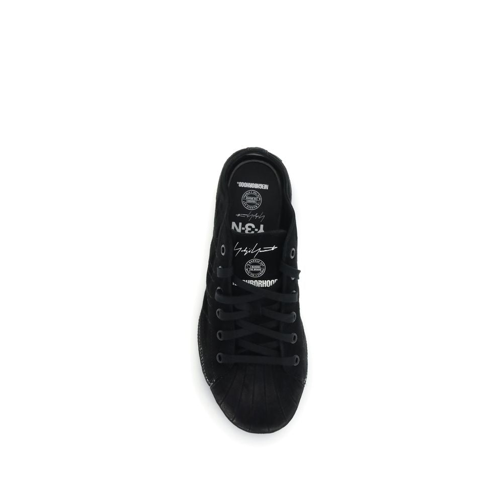 Y-3 Schwarze Leder-Sneaker Low Top