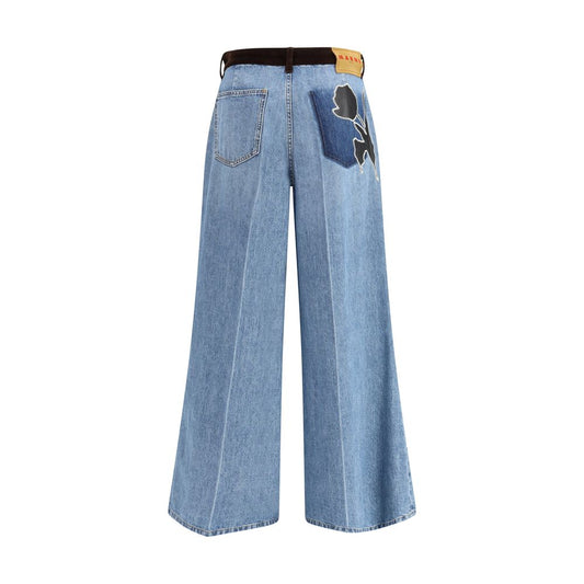 Marni Hellblaue Baumwoll-Jeans mit hohem Bund