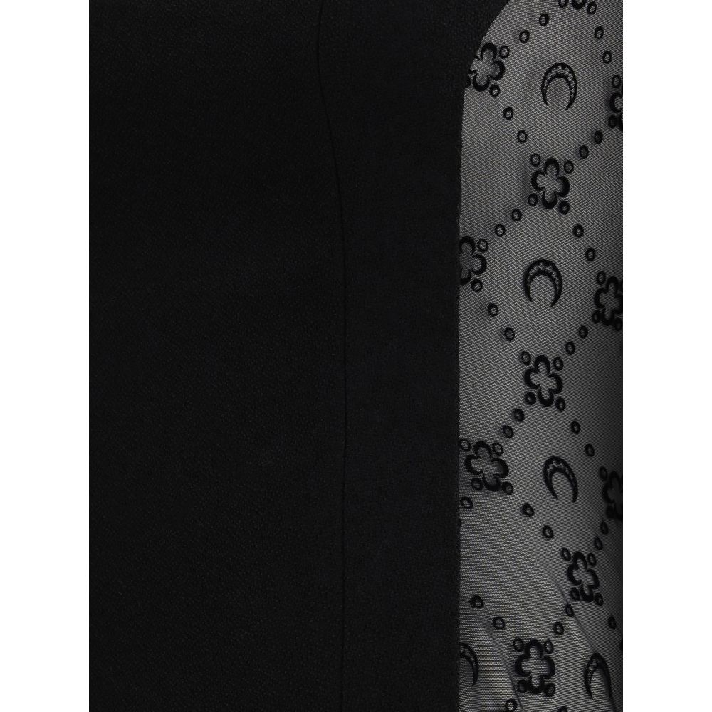 Marine Serre Schwarzes Bouclé-Wollkleid