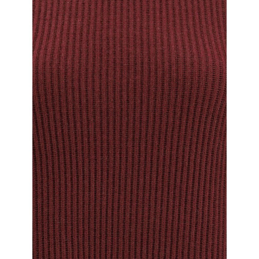 Brunello Cucinelli Bordeauxrotes Wollkleid aus Fleece