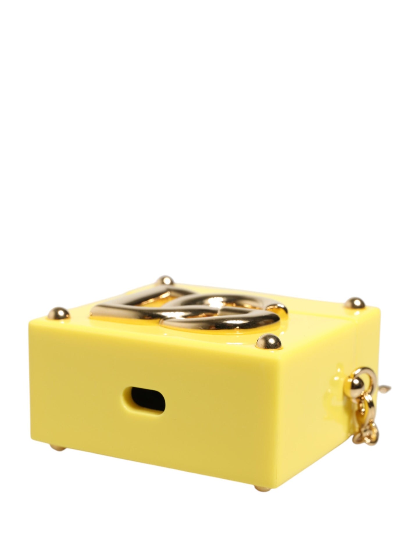 Dolce & Gabbana Gelbe AirPods-Hülle mit DG-Logo-Plakette und Goldkette