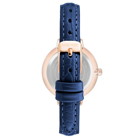 Nine West Blaue Leder-Armbanduhr