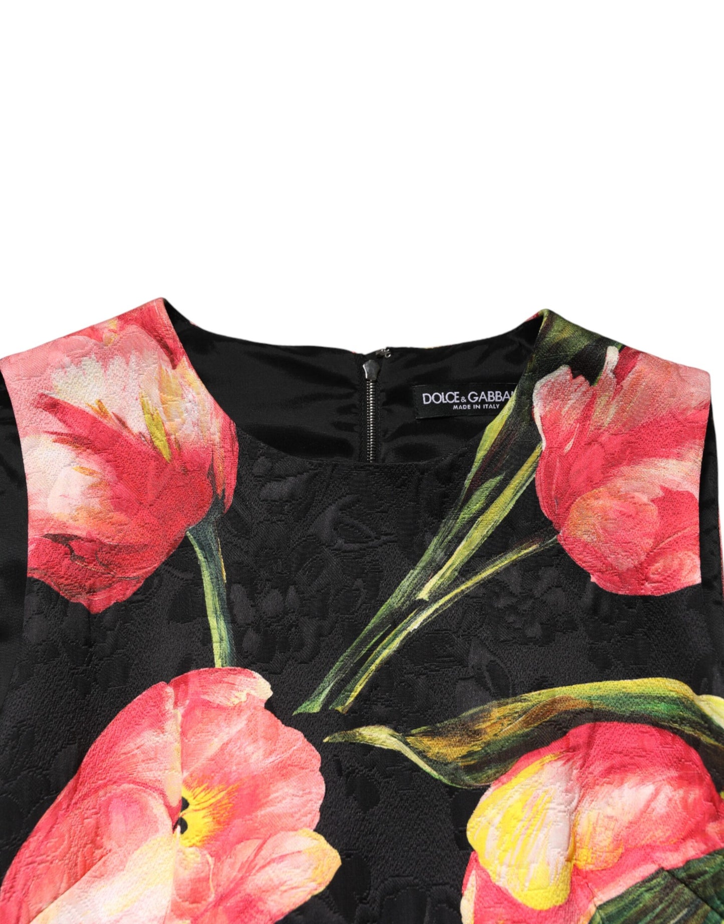 Dolce & Gabbana Schwarzes Minikleid mit floralem Viskose-Print