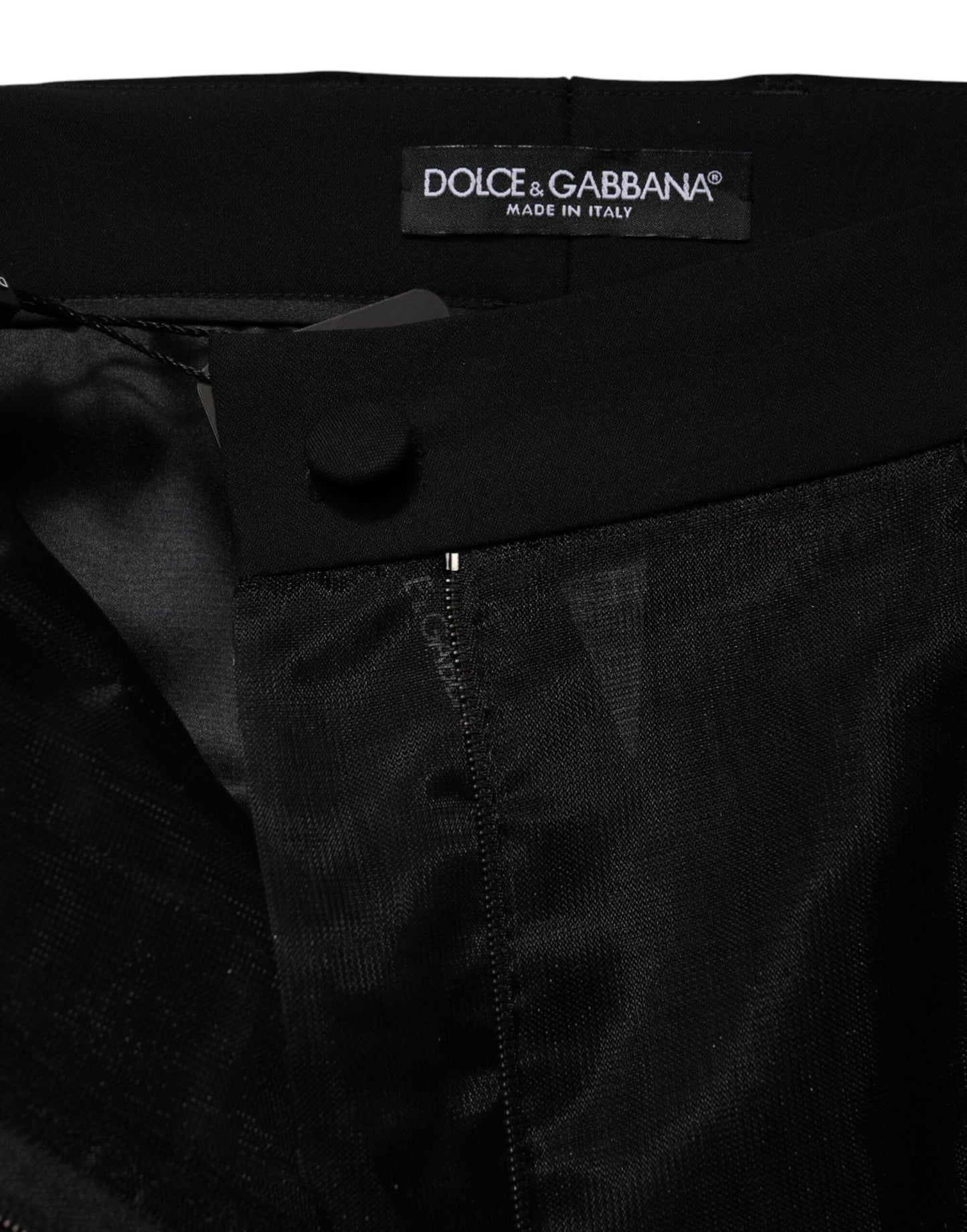 Dolce & Gabbana Schwarze, hochgeschnittene Wollhose mit Tüll