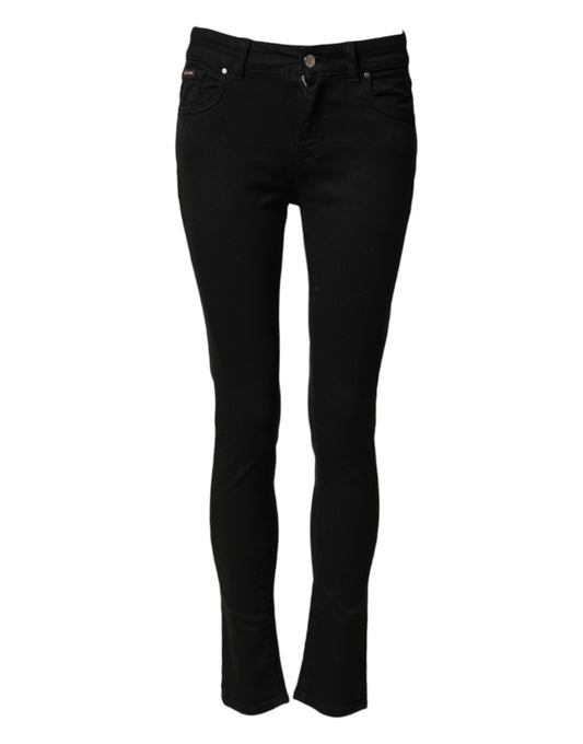 Dolce & Gabbana Schwarze Skinny Jeans aus Baumwolldenim mit mittlerer Bundhöhe