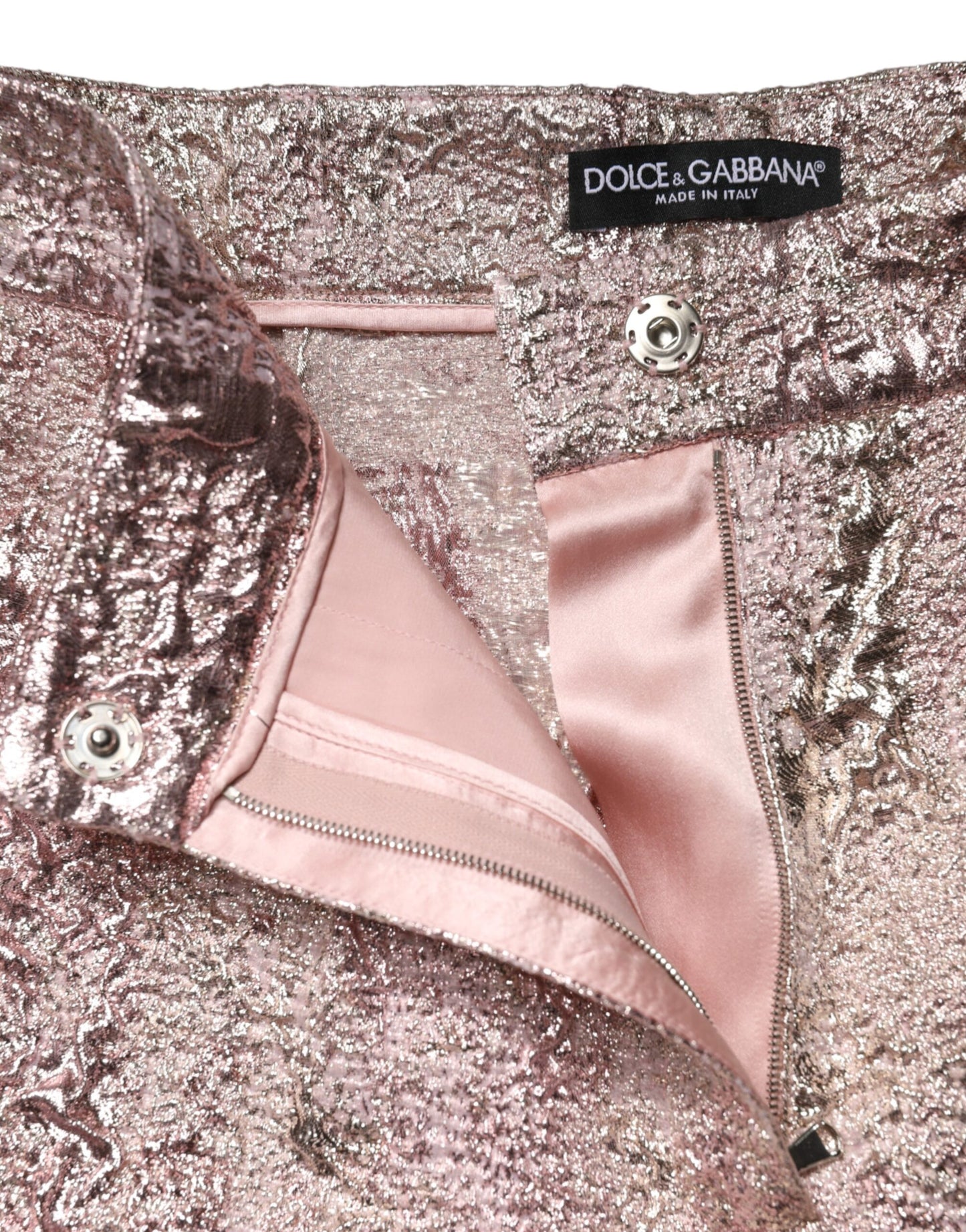 Dolce & Gabbana Pinke Jacquard High-Waist Hotpants