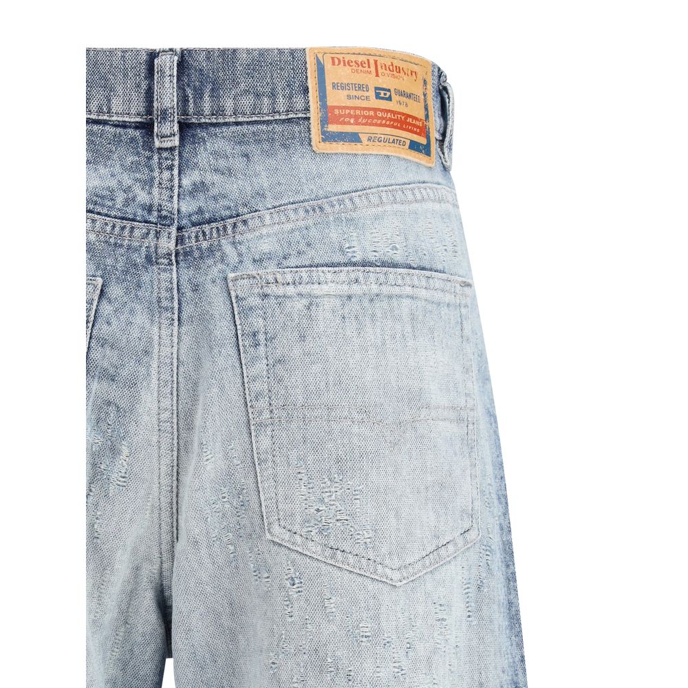 Diesel Hellblaue Baumwoll-Jeans mit geradem Bein