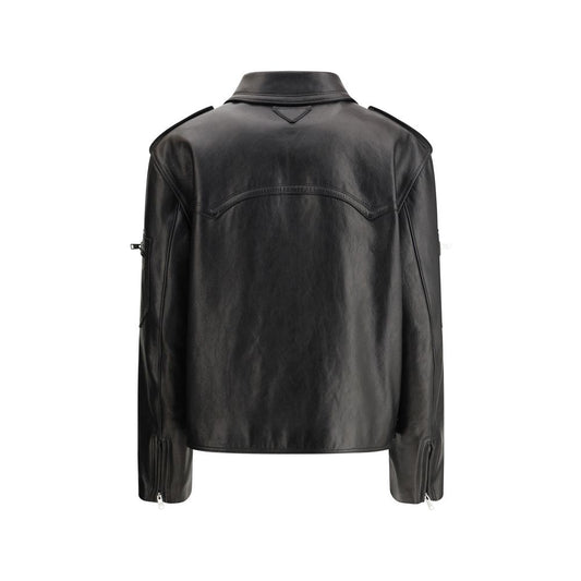 Prada Schwarze Lederjacke
