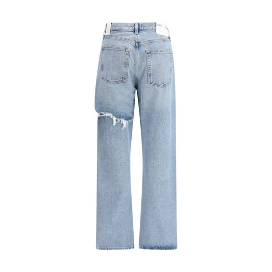 Agolde Hellblaue Baumwoll-Jeans mit geradem Bein
