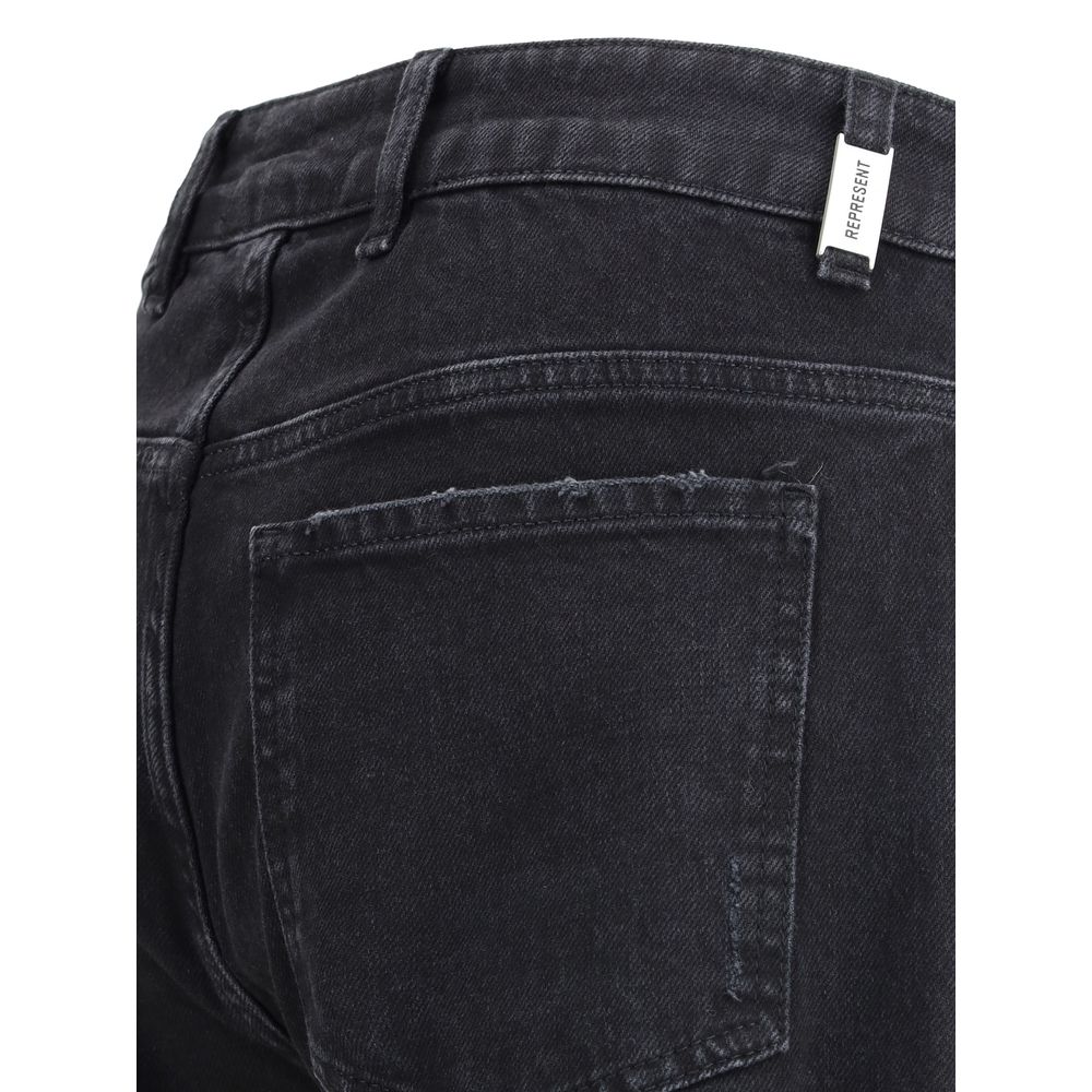 Represent Schwarze Baumwoll-Jeans mit geradem Bein