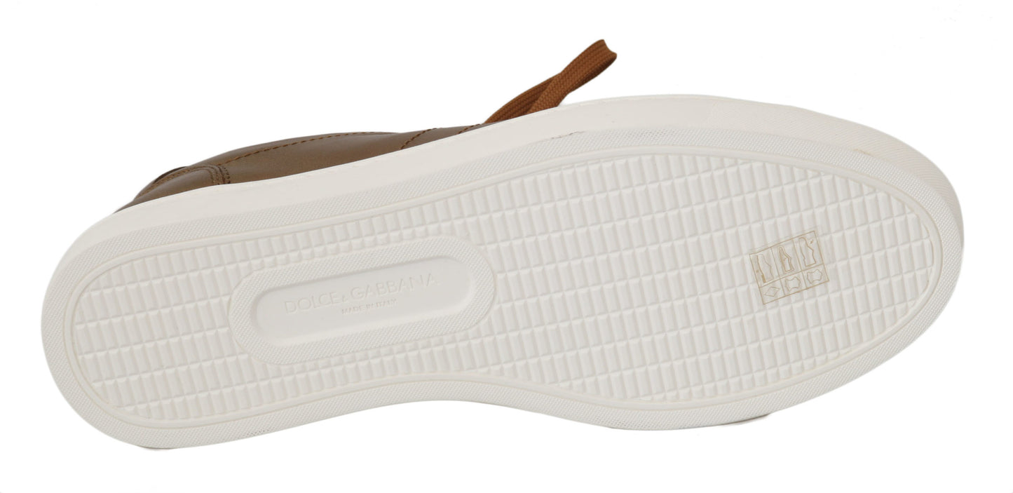 Dolce & Gabbana Gold Leder Herren Casual Turnschuhe