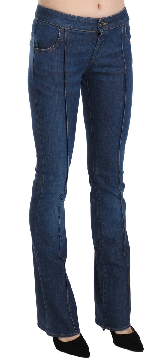Just Cavalli Blaue Boot Cut Denim-Hose mit niedriger Taille Jeans