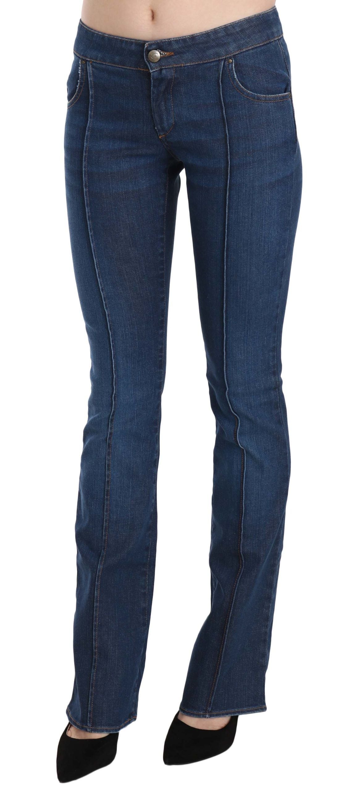 Just Cavalli Blaue Boot Cut Denim-Hose mit niedriger Taille Jeans