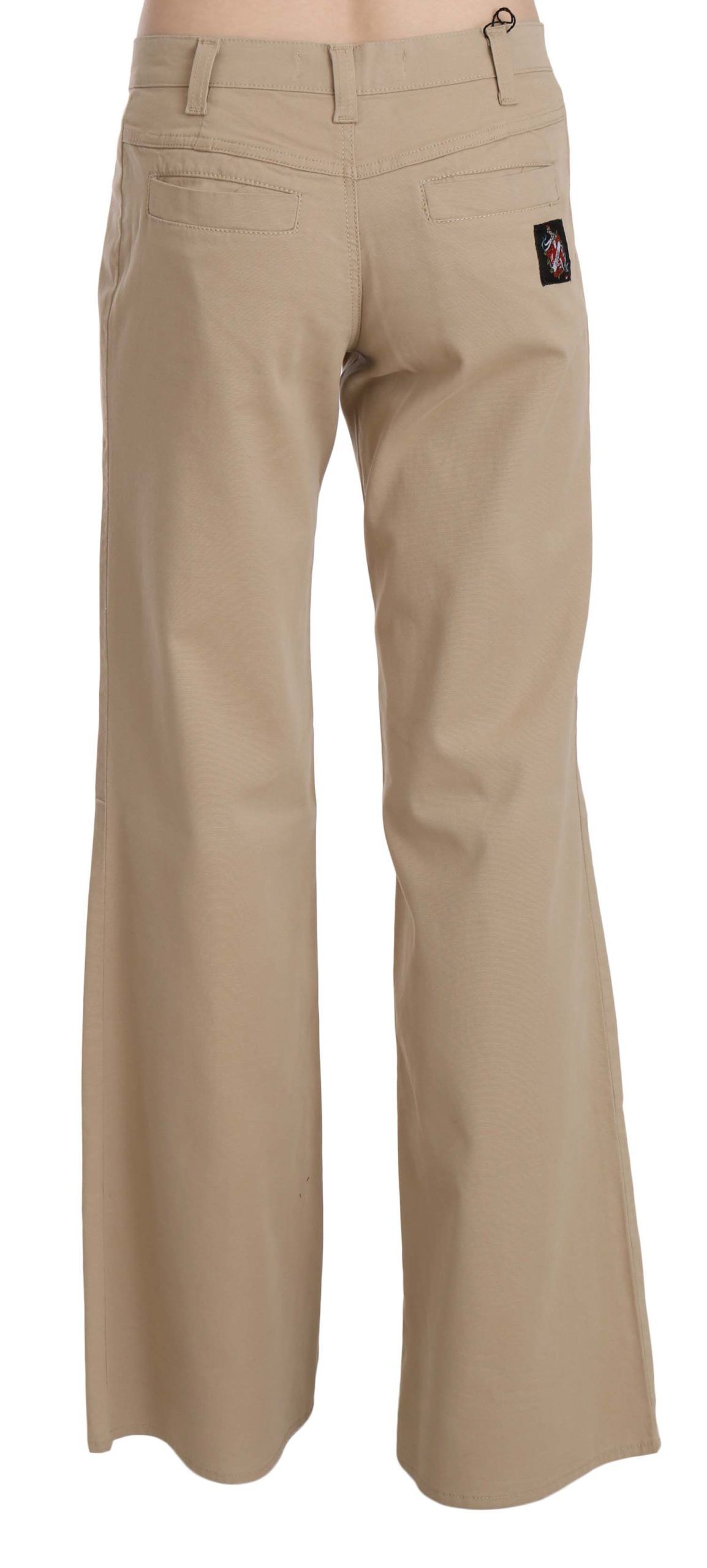 Just Cavalli Beige Baumwolle Mid Waist Flared Hose Hose
