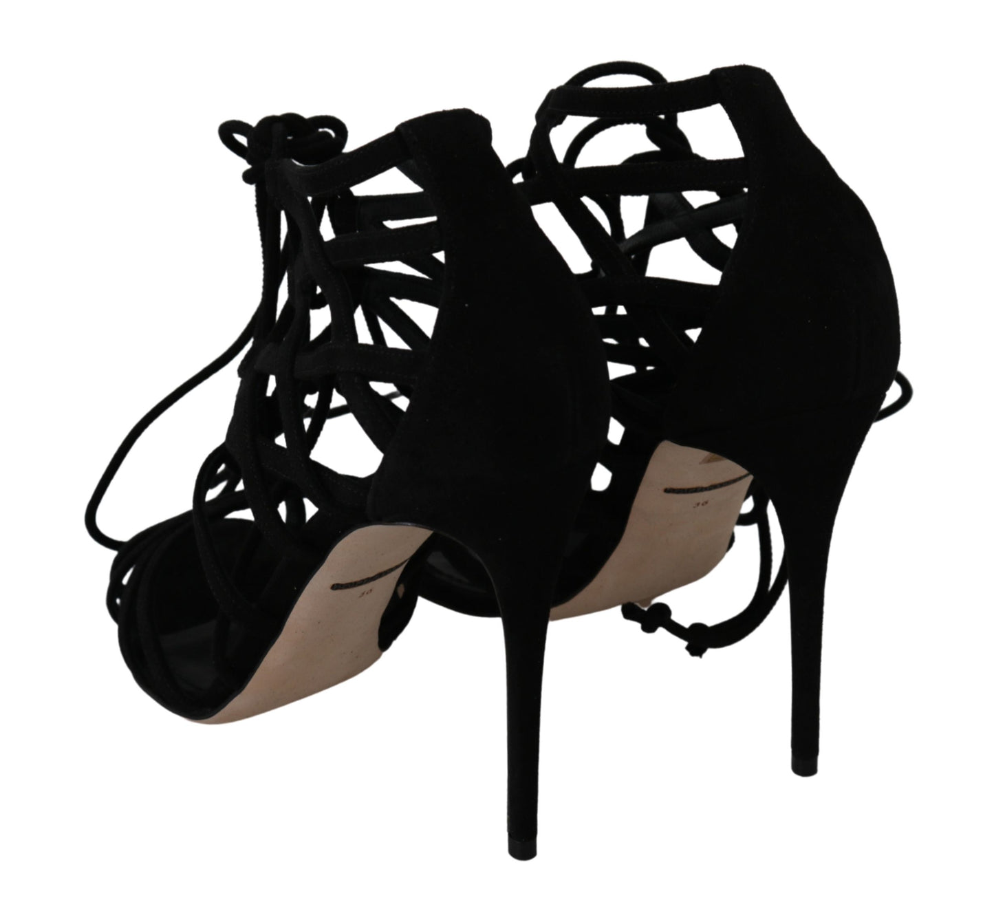 Dolce & Gabbana Schwarz Wildleder Riemen Stilettos Schuhe Sandalen
