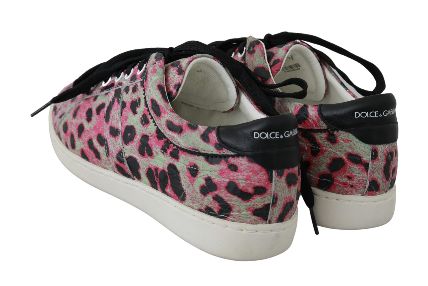 Dolce & Gabbana Rosa Leopard Print Training Leder Flache Turnschuhe