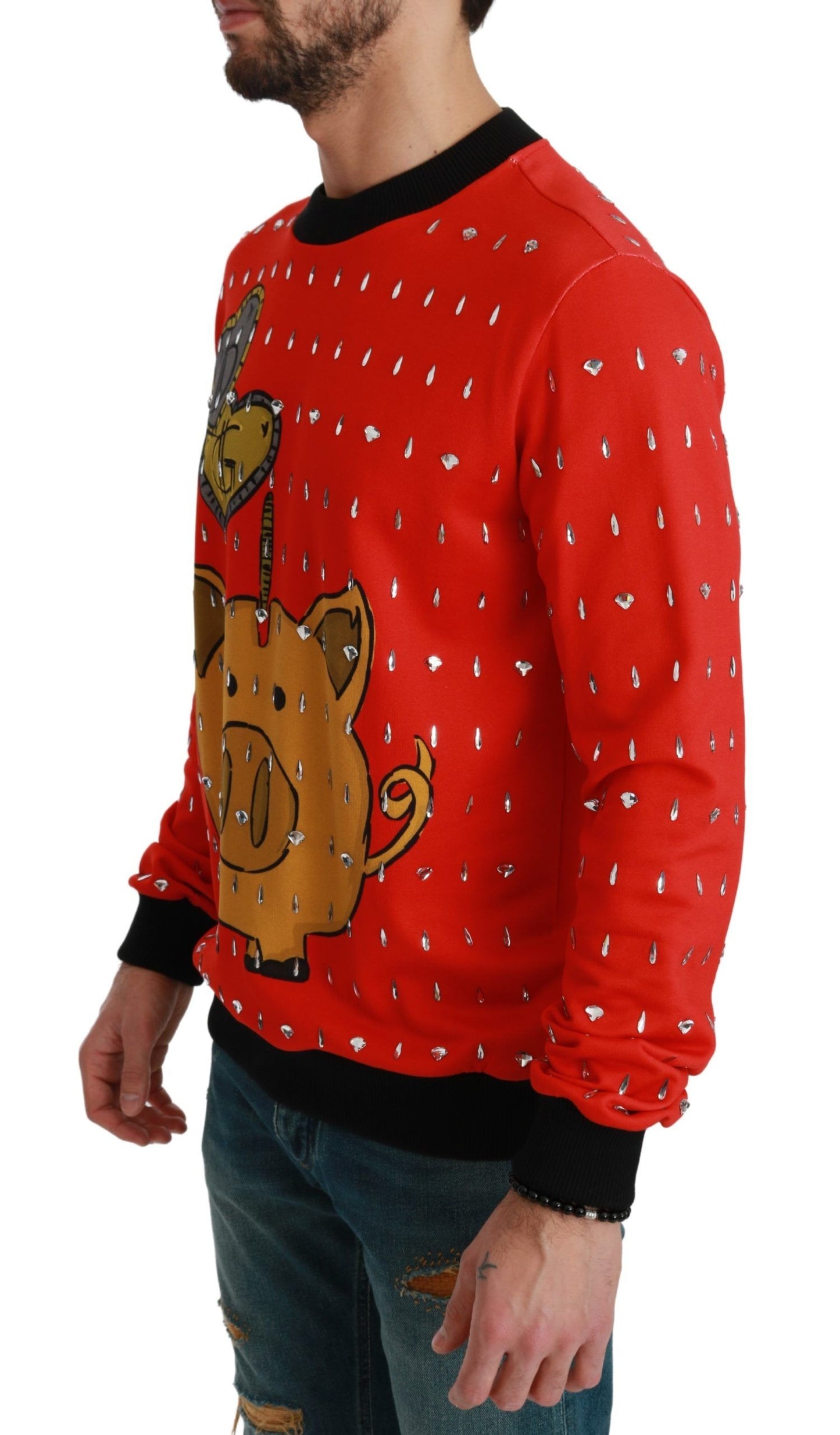 Dolce & Gabbana Roter Kristall-Schwein des Jahres Pullover