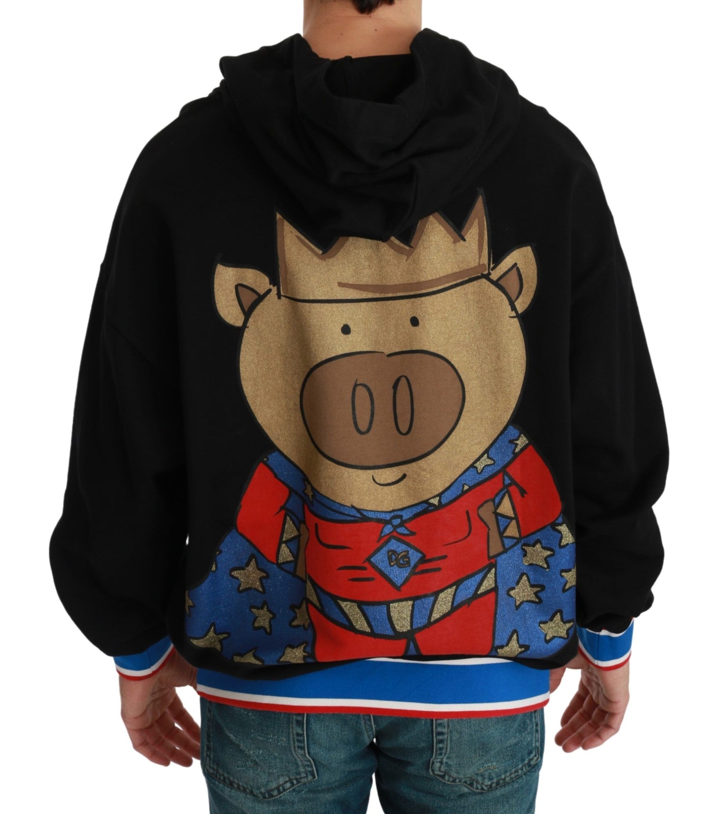 Dolce & Gabbana Schwarzer Pullover Schwein des Jahres mit Kapuze