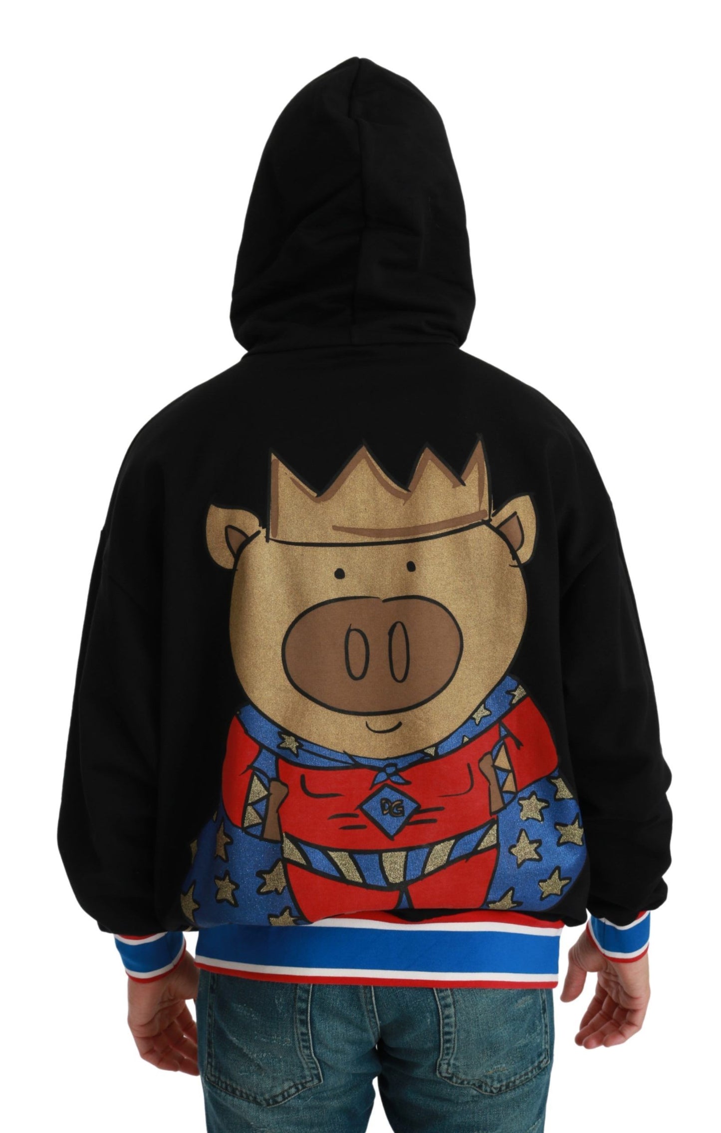 Dolce & Gabbana Schwarzer Pullover Schwein des Jahres mit Kapuze