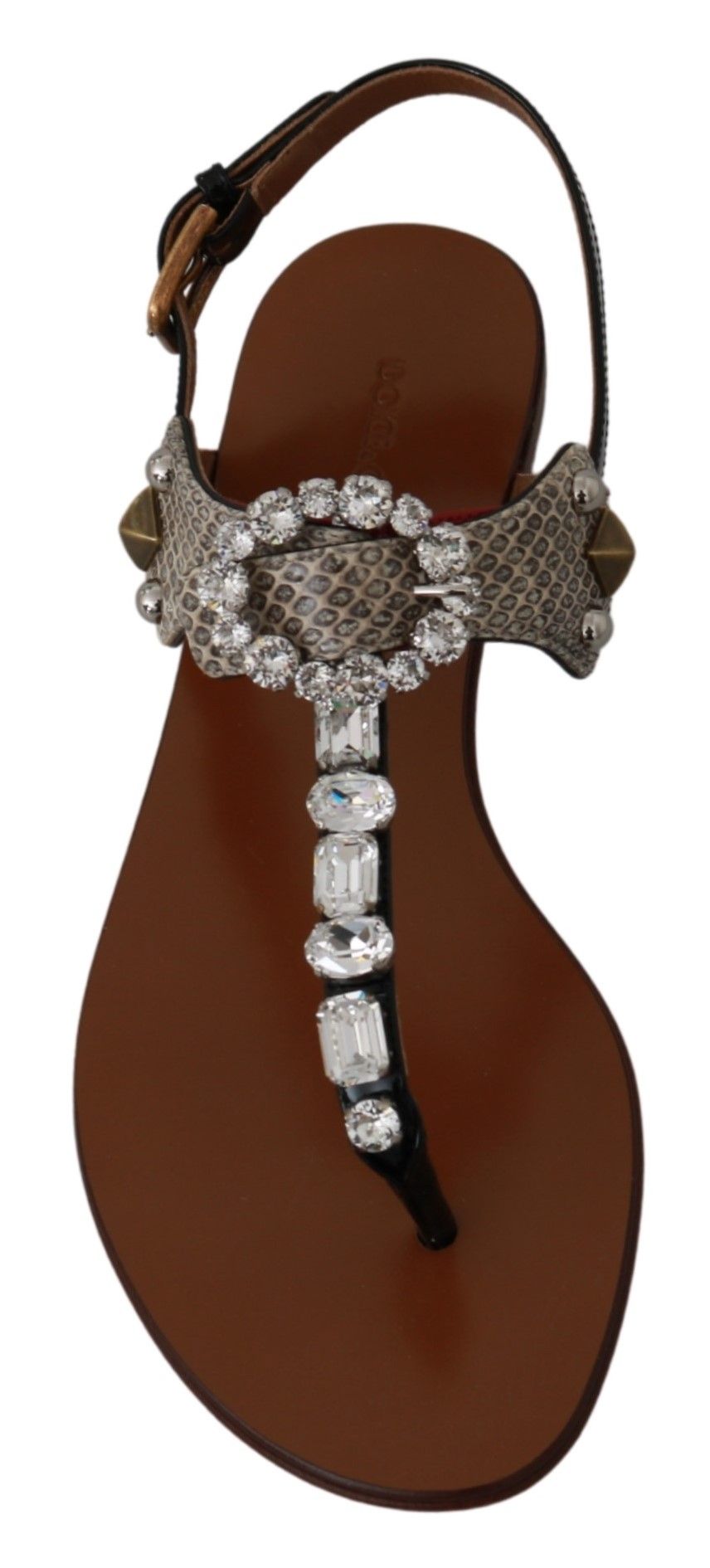 Dolce & Gabbana Leder Ayers Kristall Sandalen Flip Flops Schuhe